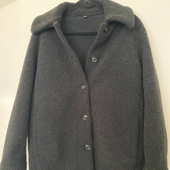 Uniqlo Shearling Black Jacket Size Small Like New - Picture 1 of 3